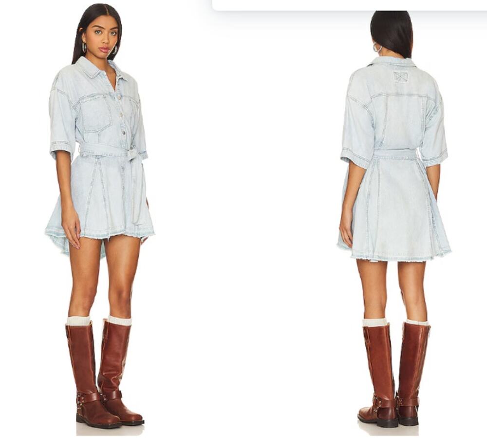 Free People We The Free Jenny Denim Tunic Dress Light Indigo no belt Medium
